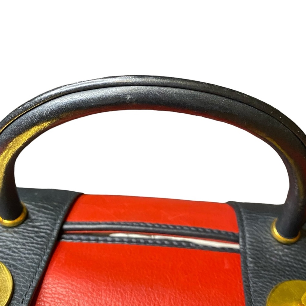 Bally Red/Black Leather Dual Hand with Turn-Lock Top Handle Tote - Picture 5 of 16